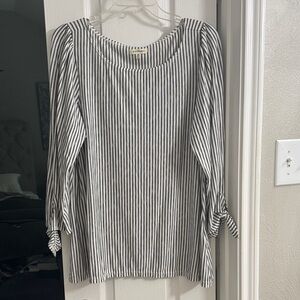 Max Studio Black and White Striped Blouse